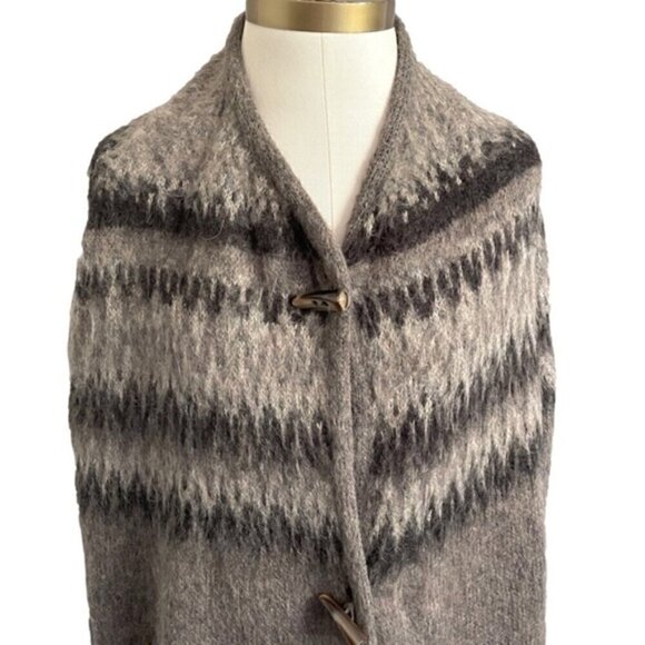 🛑 Anthropologie Elsamanda Fair Isle Mohair Sweater Cape - S/M 🇮🇹 - Picture 4 of 10